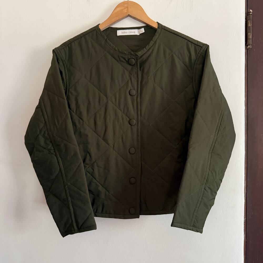 BISHOP + Young | Hunter Green Quilted Puffy Snap Front Beach Walk Jacket XS